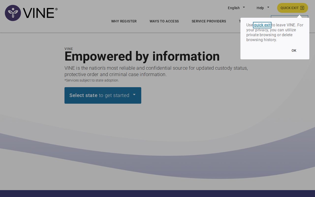 VINELink interface for an Arkansas custody search